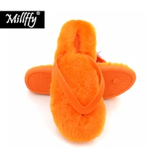 Millffy/вьетнамки из овечьей кожи наивысшего качества; цвет оранжевый, белый; женские тапочки; мягкая удобная домашняя обувь; тапочки; американский размер 9