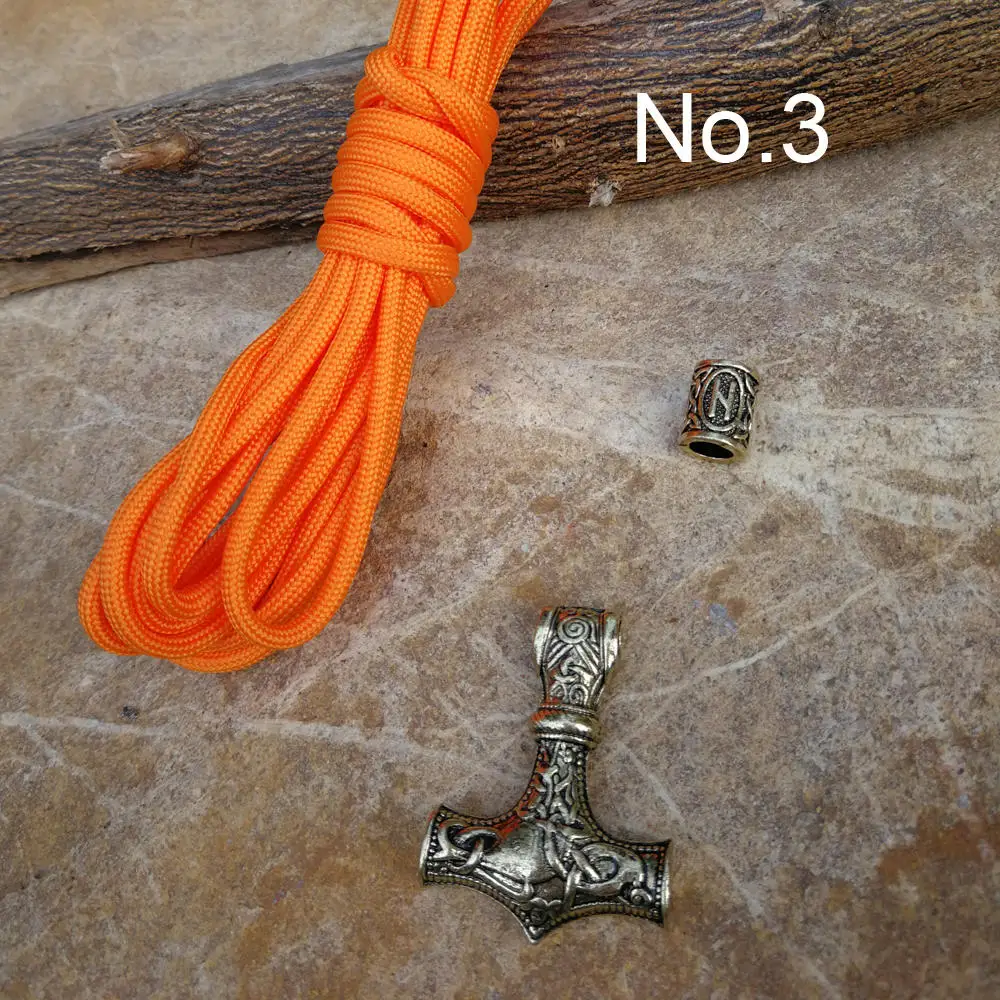 Norse Viking Runes Beads Pendant Paracord Diy Set Braided Bracelet Men Bracelets Thor Hammer Rope Bangles for Men Jewelry Gifts (5)