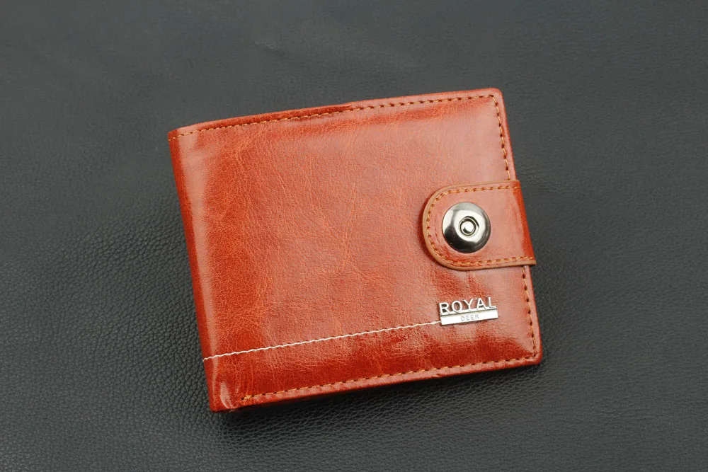 Черный/коричневый из искусственной кожи небольшой кошелек на застежке кармана монету кошелек держатель для карт Для мужчин Кошельки
