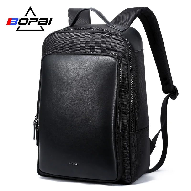 

BOPAI 2018 Leather Travel Backpacks for Men Anti Theft Pocket Unisex Knapsack Shoulder Backpack Bags Waterproof Men Travel Bags
