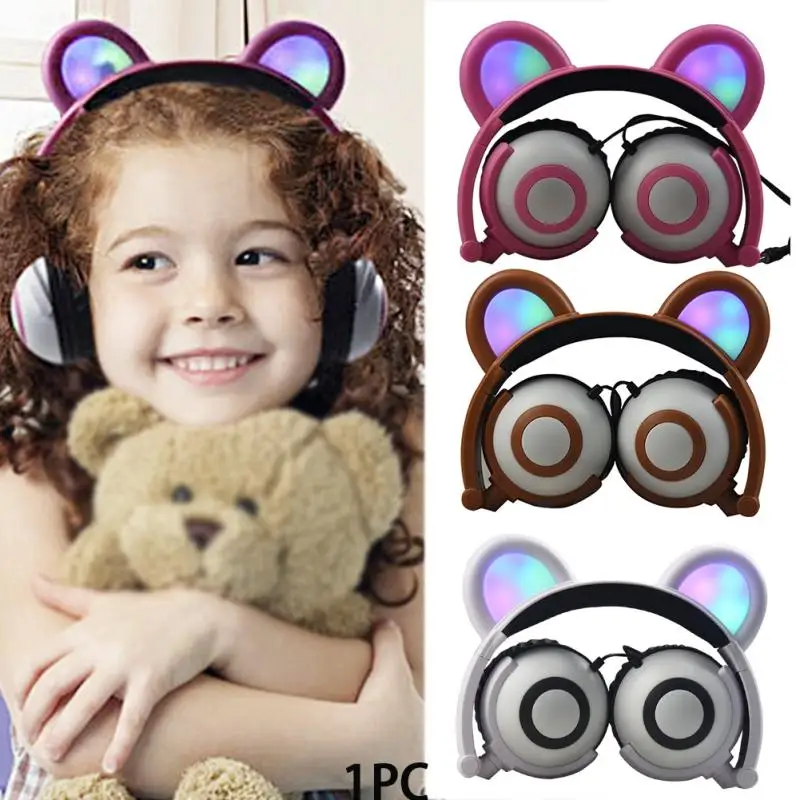 

New Cat Ear Wireless Headphones Bluetooth Earphone with Microphone Led Flashing Glowing Headset Fone de Ouvido Kids Cartoon,