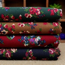 Хлопок/лен коричневый фуксия темно-зеленый синий фуксия Синий маленькие цветы ткани для DIY подушки платье скатерть ремесло Домашний декор