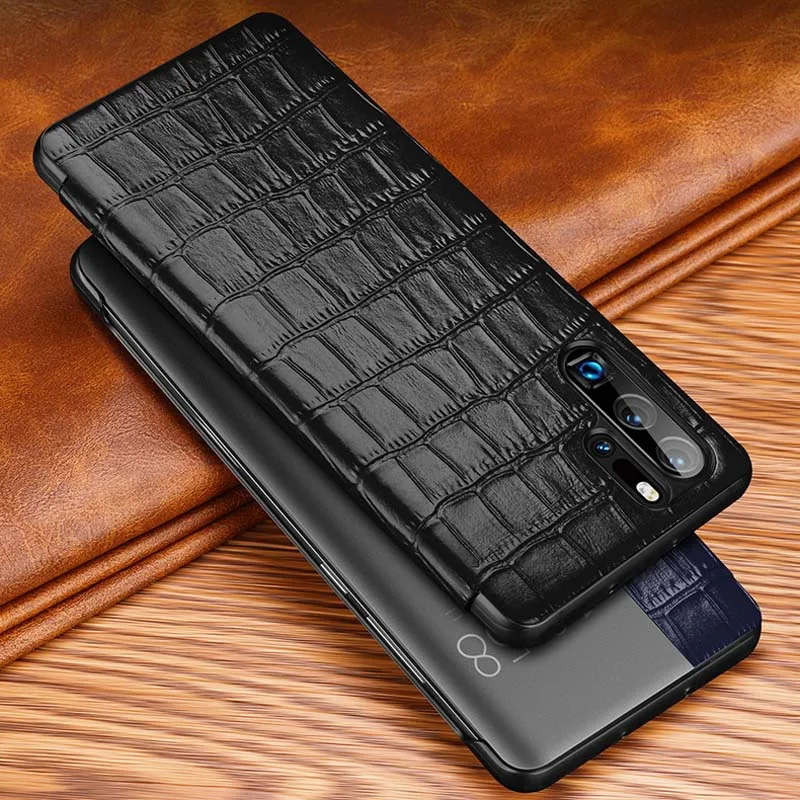

Luxury Auto Wake & Sleep Smart Flip Case For Huawei P30 Pro Ultra Thin Genuine Leather Flip Cover Coque For Huawei P30 KS0149