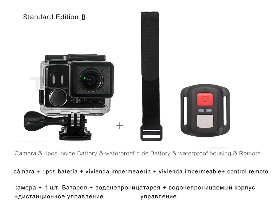 Eken V50 Pro Экшн-камера Ambarella A12 IMX258 Сенсор 4 K 30FPS мотоциклетные Камера Wi-Fi Водонепроницаемый мини Экстрим Камера - Цвет: Standard Edition B
