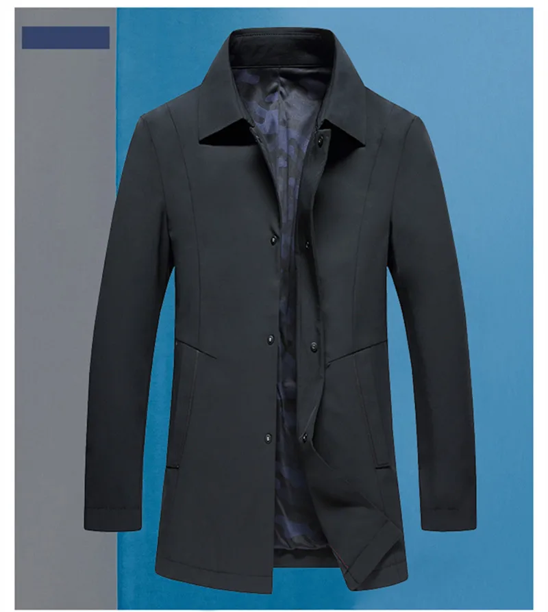 Осенние мужские классические деловые тренчи, мужские высококачественные куртки с отложным воротником, мужские повседневные пальто, Мужская ветровка F696