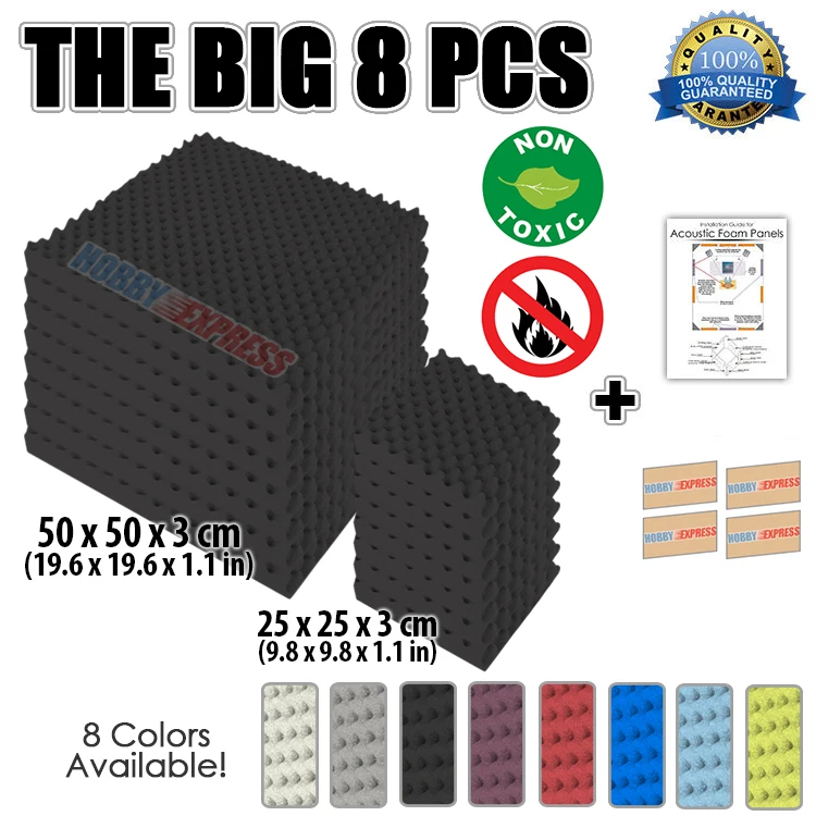 

Arrowzoom 8 pcs Set Sound-Proofing Studio Acoustic Panel Foam Egg Crate Convoluted Tiles 9.8*9.8*1.1" / 19.6*19.6*1.1" KK1052