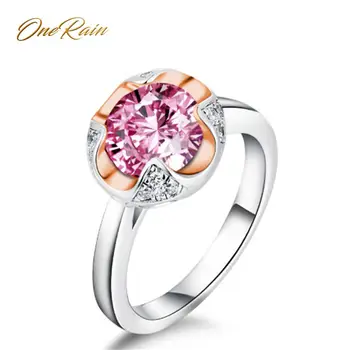 

OneRain Vintage 100% 925 Sterling Silver Natural Garnet Amethyst Sapphire Gemstone Wedding Engagement Bud Flower Ring Jewelry