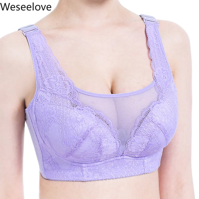 

Plus Size Sexy Women Lace Seamless Bras Adjustable Push Up Wire Free Lady Wireless Breathable Bralette Bras Lingerie Big Cup E02