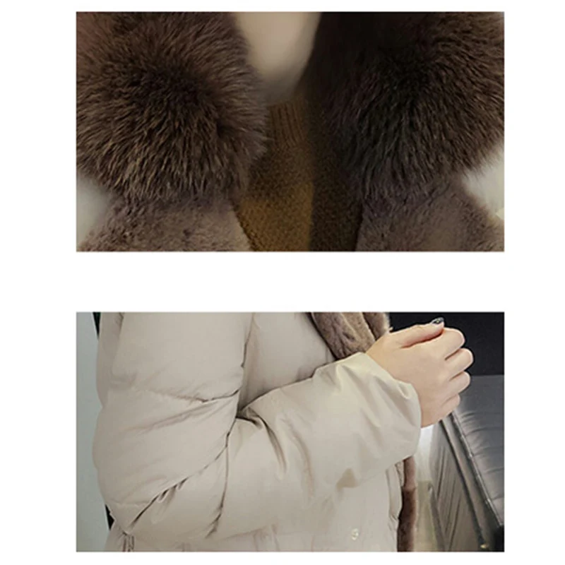 luxury 2018 New Fox Large Fur Collar Winter Jacket Women Coat Female Fashion European Style 90% White Duck Down Parka LF841