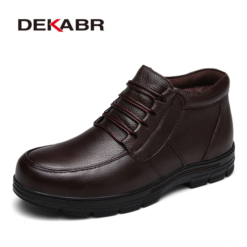 En Ligne DEKABR 2018 Nouvelle Main Hommes Véritable Bottes D hiver En Cuir de Haute Qualité de Neige Hommes Bottes Cheville Bottes Pour Hommes Plus Grand taille 36 47