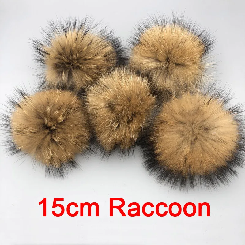 

5pcs/ lot DIY High quality Raccoon Fur pompoms fur balls for knitted hat cap beanies and keychain and scarves real fur pom poms