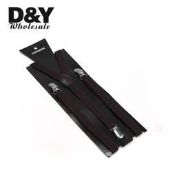 Women Men'S Shirt Suspenders For Trousers Pants Holder 1.5cm Wide Brown Clip-On Elastic Braces Slim Suspender Y-Back Gallus