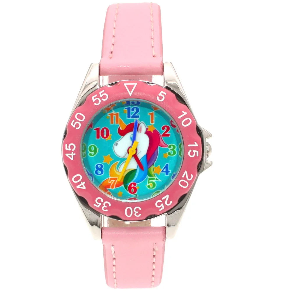 Cute Unicorn Girls Watch for Kids Girls Boy Leather Wristwatch Casual Watches Fashion Children Learn Time Watch Kids watch disney frozen princess pattern children watch fashion crystal cartoon leather quartz wristwatch for girls kids toy gift