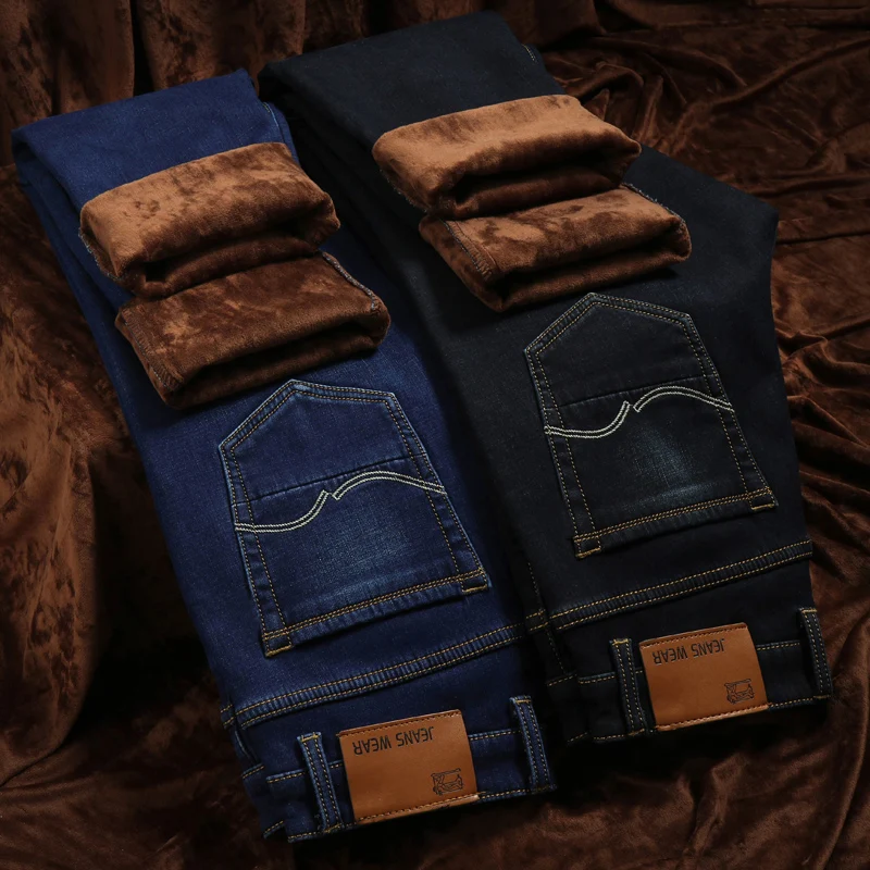 Winter Men'S Jeans Warm Men Homme Vaqueros Hombre Jean Winter Jeans For Men Pants Slim Joggers Hip Hop Pantalon