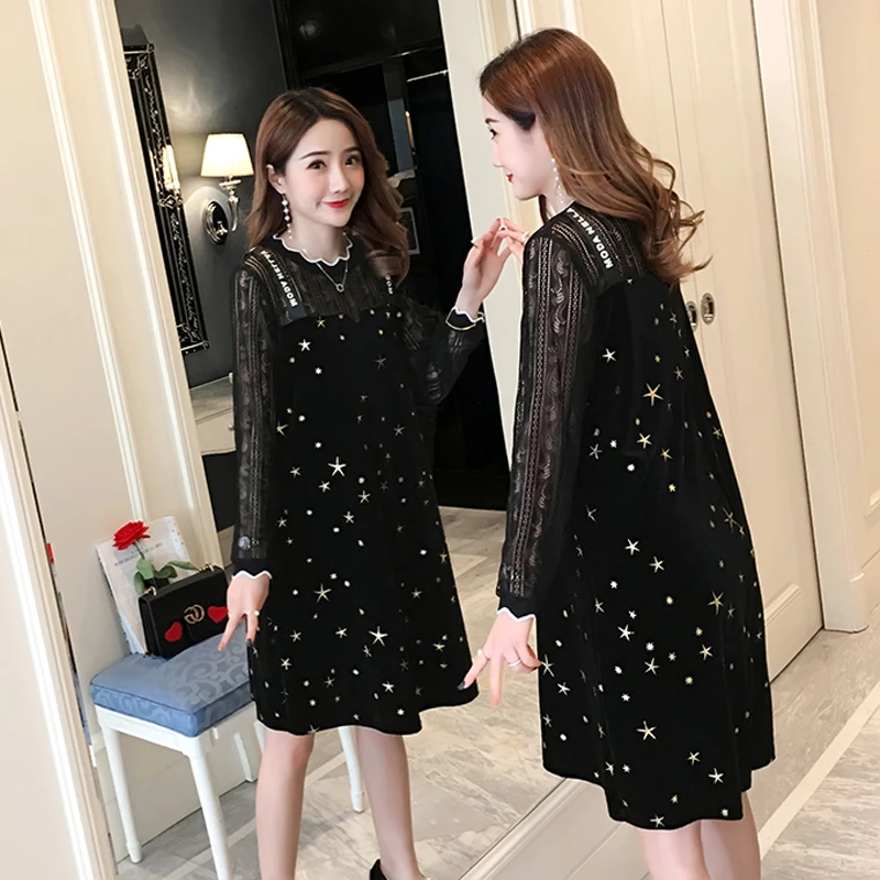 

2019 New Arrive Spring Maternity Dress Woman Brief Star Large Size Dresses Pregnant Woman Large Clothing MD-00835