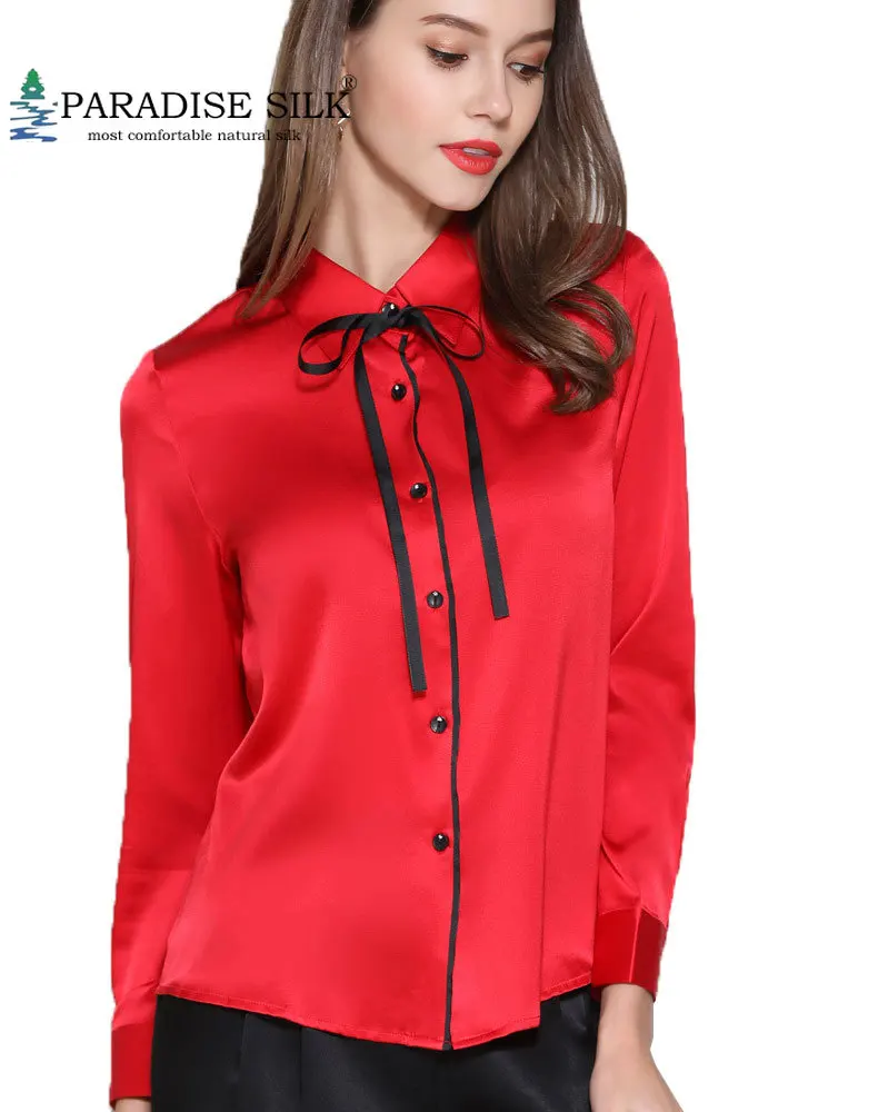 

Women Shirts Real Silk Stretch Satin Long Sleeve Lady Solid Button Top Size L XL XXL XXXL
