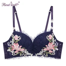 Realwill Floral Women Bras Push Up Ladies Underwear Wire Free Lace Embroidery Lace Bralette ABC Cup Sujetador Femme Brasier Muje