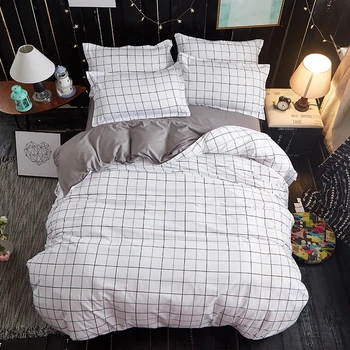 

Fashion Fresh Brief White Checked 4Pcs Twin/Full/Queen/King Size Bed Linen Quilt/Duvet/Doona Cover Set&Sheet Pillowcases Plaid