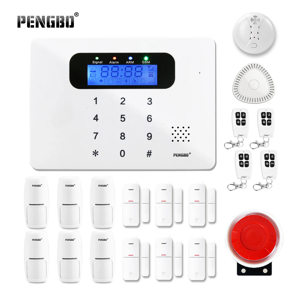 

PENGBO GSM Alarm System Wireless Home Security APP Remote Control RFID card Arm Disarm