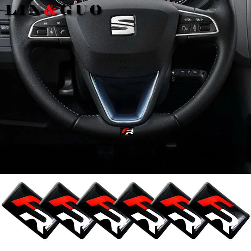 

6pcs/set case for Seat Leon Ibiza cupra Altea Belt Racing Steering wheel 3D Epoxy Car decoration sticker