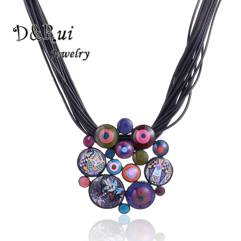 

2019 Ethnic Style Necklace Women Alloy Fashion Enamel Choker Clothes Accessories Wedding Jewelry Bride Geometric Pendant Gift