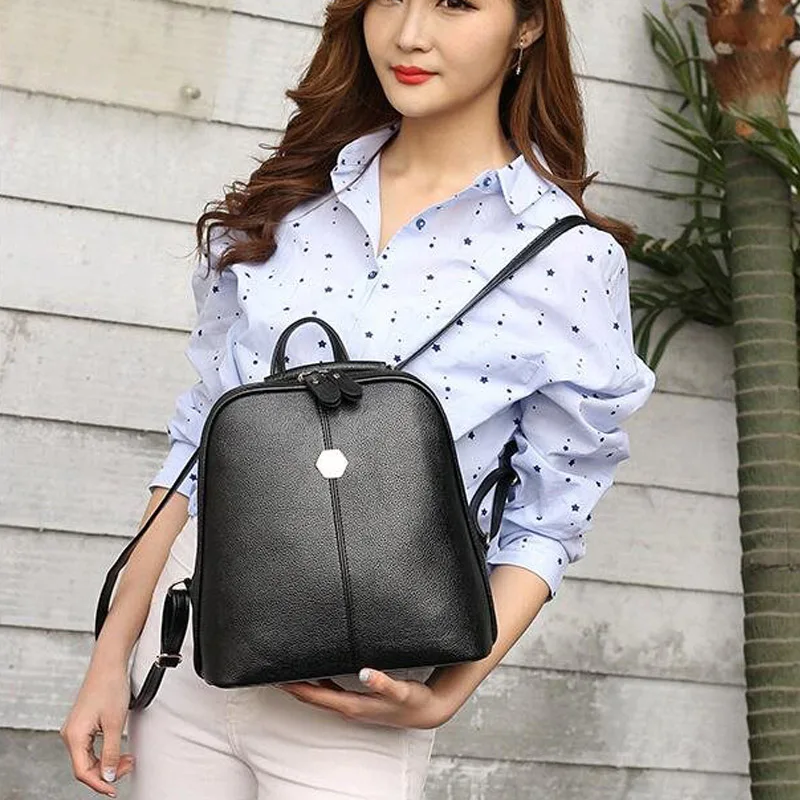 Women Backpack PU Leather Black Female Shoulder Bags Small Ladies Handbags Designer Fashion Girls School Backpack Rucksack BP0185 (4)
