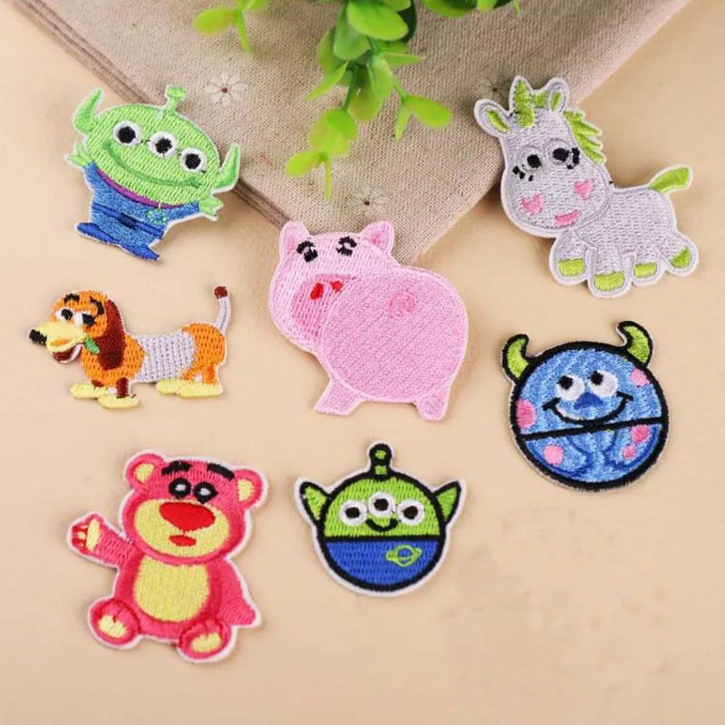 

8pcs/set cute Toy story Bear Alien Unicorn Novelty Iron On Embroidered Clothes Patch For Clothing Garment Apparel Accessories