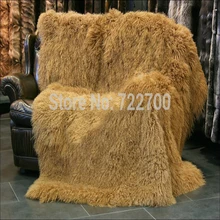 Тибетский монгольский мех ковер настоящая меховое одеяло для украшение кровати одеяла-коврики и ковры для ковер для гостинной 200x200 Рождественская