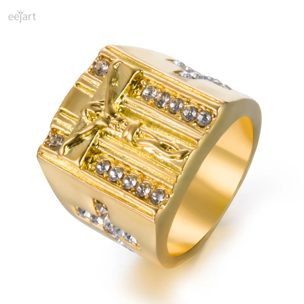 Золотой цвет кольцо крест Иисуса для мужчин|ring for|rings for menring ring |