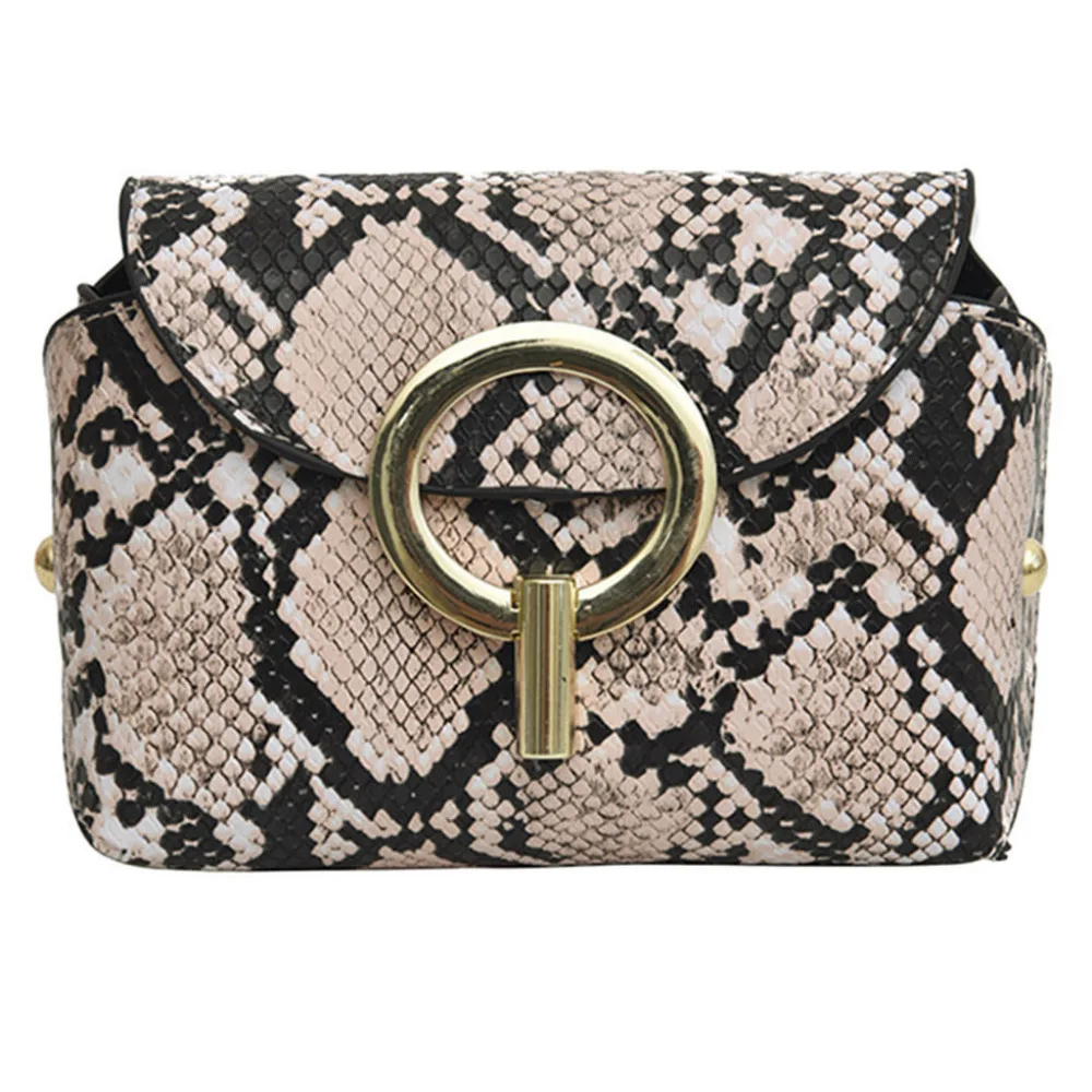 Модная женская сумка Ретро Открытый Пряжка талии змея Crossbody сотовый телефон поясная сумка Змеиный мешок челнока Y504