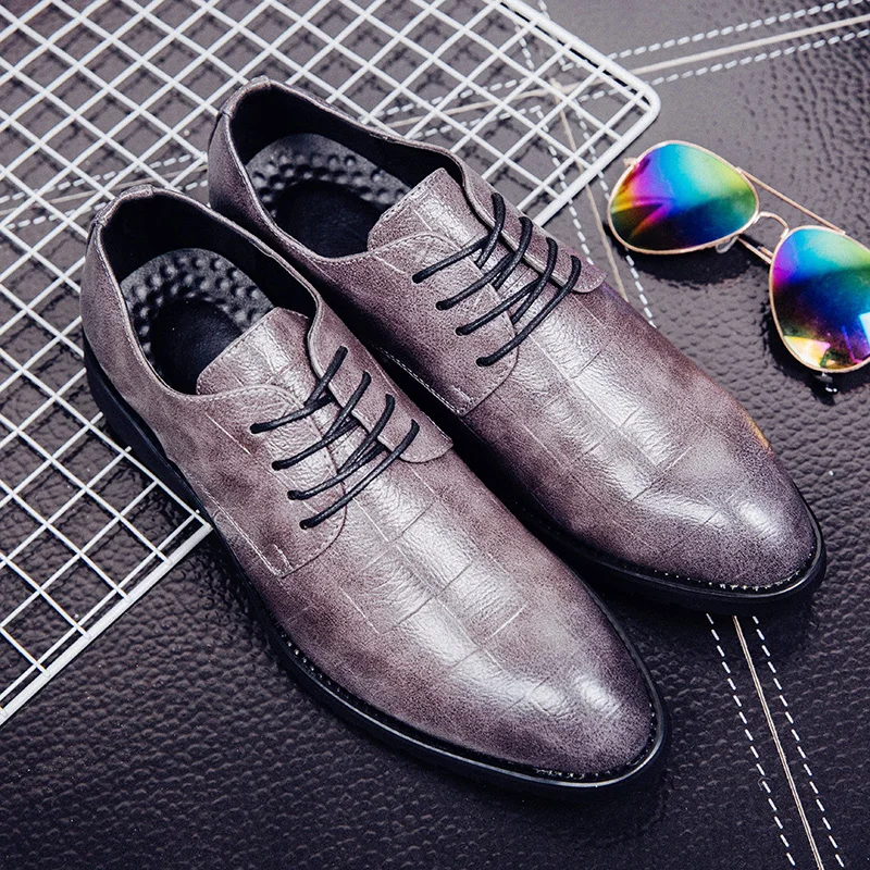 men shoe pointed toe italian formal dress leather silver ballet flats male footwear luxury brand 2017 derby oxford shoes for men (13)
