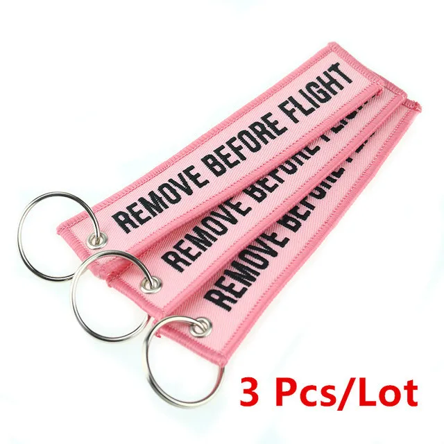 3Pcs/lot Remove Before Flight Keychains For Aviation Gifts Embroidery Customize Keychains Keyring key Holder Cars Sleutelhanger Style1