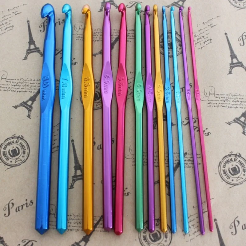 12PCS/Set Multicolour High Quality Aluminum Knitting Needles Durable Crochet Hooks Set Yarn Craft Tools Kit Size | Дом и сад