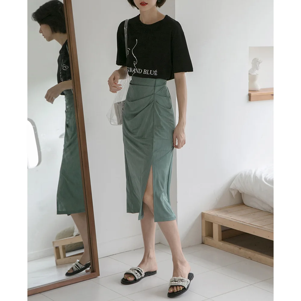 

solid skirts womens high waist midi skirt