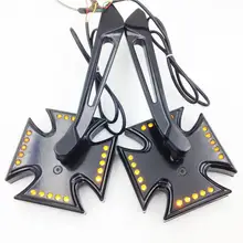 For Motorcycle Harley Electra Sportster Black Custom LED turn siganl integrated mirror