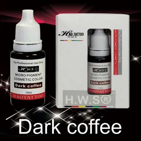dark coffee Топовый тату крем против пигментации для микроблейдинга вакуум асептический 15 мл/бутылка Перманентный макияж татуировки чернила с коробкой бровей губ - Цвет: dark coffee
