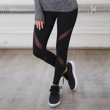 Women Casual Leggings Fitness Winter Jeggings New Arrival Ladies Plain Elastic Waist Color Pants Block Mesh Insert Leggings 6012