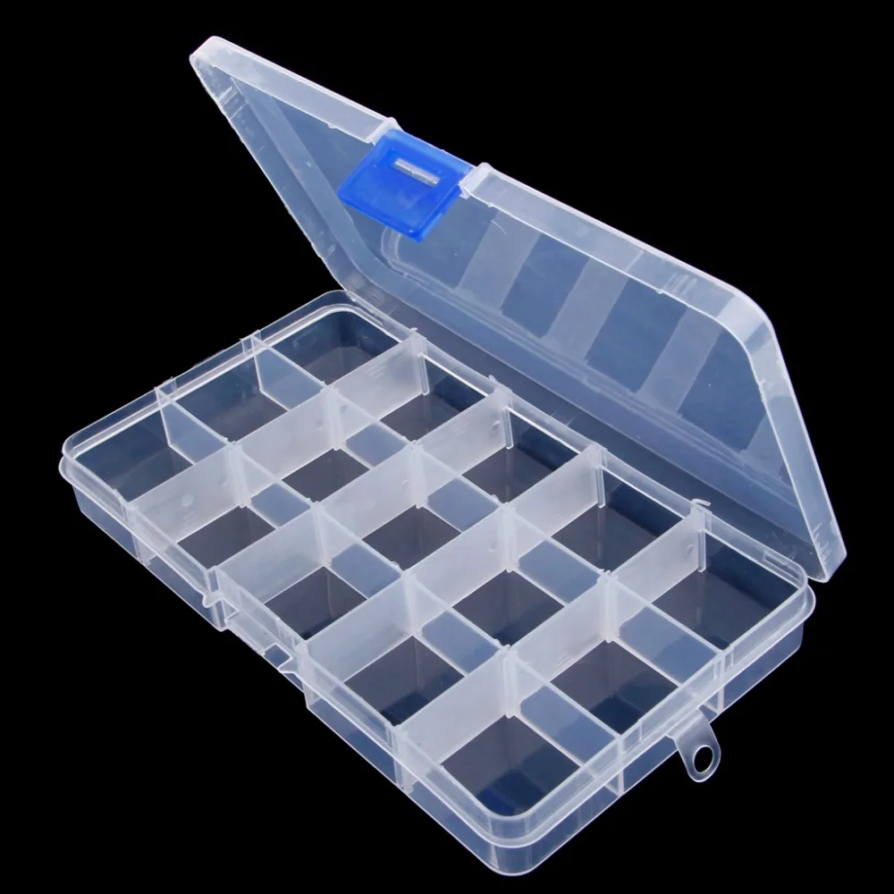 

1Pc Fishing Lure Hook Bait Storage Adjustable 15 Compartments Plastic Fishing Tackle Box For Fishing Accessories