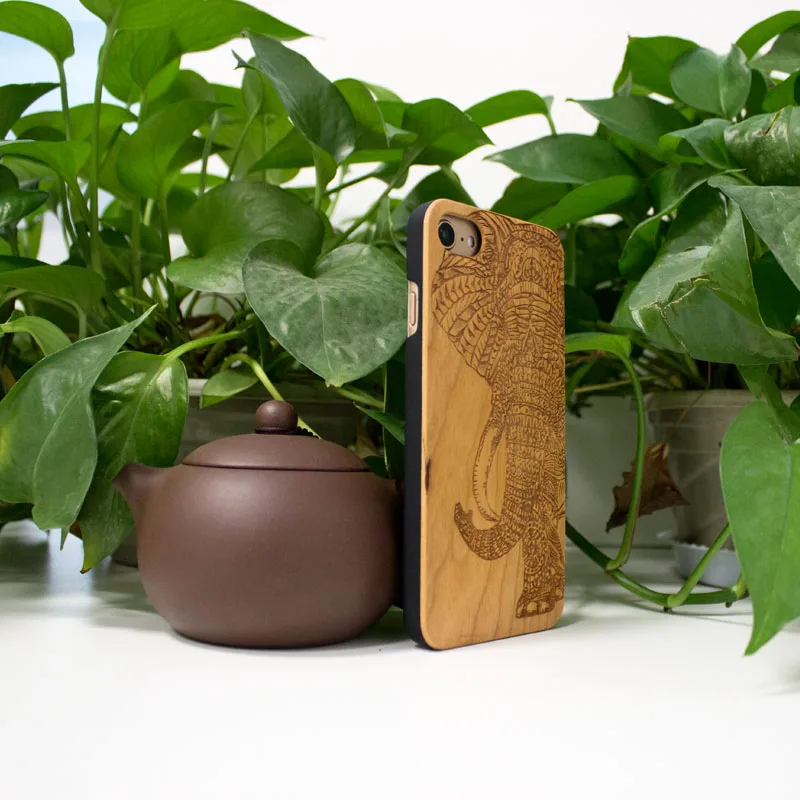 Милый чехол для телефона с изображением слона из натурального дерева для iPhone 6 S 7 8 plus X S R MAX ретро Жесткий Деревянный чехол для телефона
