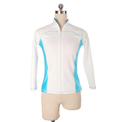 white sky blue Подгонянная куртка для фигурного катания на молнии топы для девочек женские тренировочные соревнования Patinaje Ледовое катание теплый флис гимнастический 16 - Цвет: white sky blue