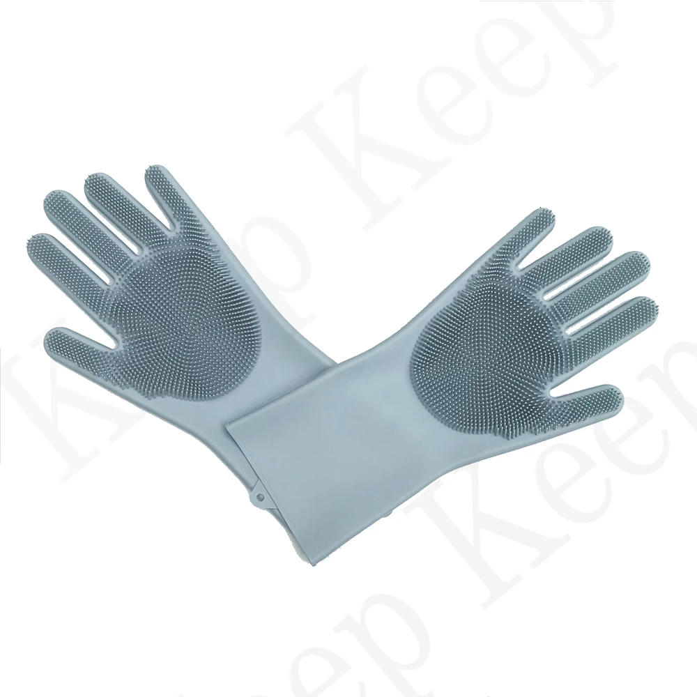 Magic Washing Silicone Gloves Macaron Color Reusable with Wash Scrubber