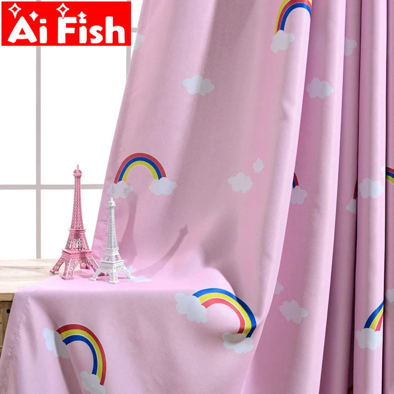 

Cartton Window Treatments Children's Bedroom Boys Girls Shade Curtains Finished Rainbow Print Curtains For Living Room MY079-3