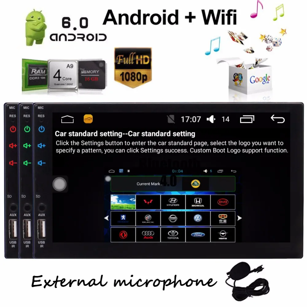 EinCar Android 6.0 Head Unit 2Din Car Stereo GPS Navigation 7 inch WiFi Radio Bluetooth HD Capacitive Touch screen Video Player