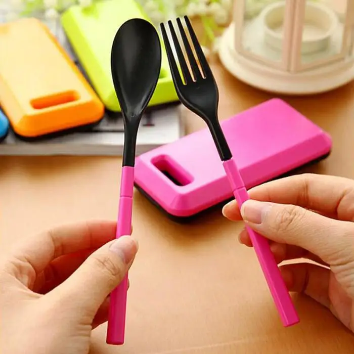 Foldable Pocket Tableware Set Cutlery Fork Chopsticks Kid Bento Lunch Box Outdoor Camping Picnic Dinnerware acampamento походный набор