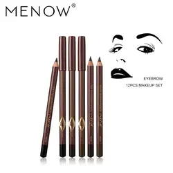 MENOW Марка составляют натуральные 12 шт./компл. карандаш для бровей Водонепроницаемый прочного деревянный долговечностью карандаш для