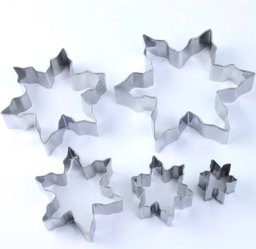 5 Pcs/Set Snowflake Stainless Steel Cookie Cutters Cake Baking Mould Bakery Tools Kitchen Cooking CA220