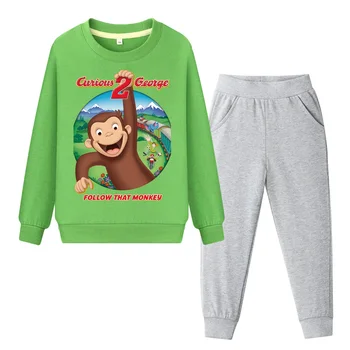 

Curious George Clothes Set For Kids Spring Clothing Sets Children Boys Girls Cartoon Style Tracksuits Baby 100%Cotton ZC091