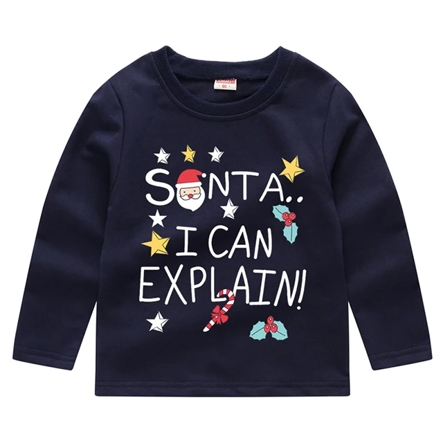 New Baby Girls Christmas Sweatshirts Autumn Winter Children Sweatshirts Long Sleeves Sweatshirts T-shirt Kids Clothes - Цвет: Navy