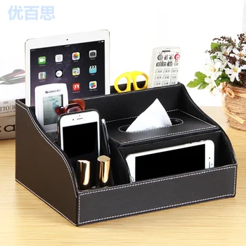 

PU Leather Multifunction Tissue Box Napkin Paper Holder Table Desktop Remote Control Storage Case Organizer