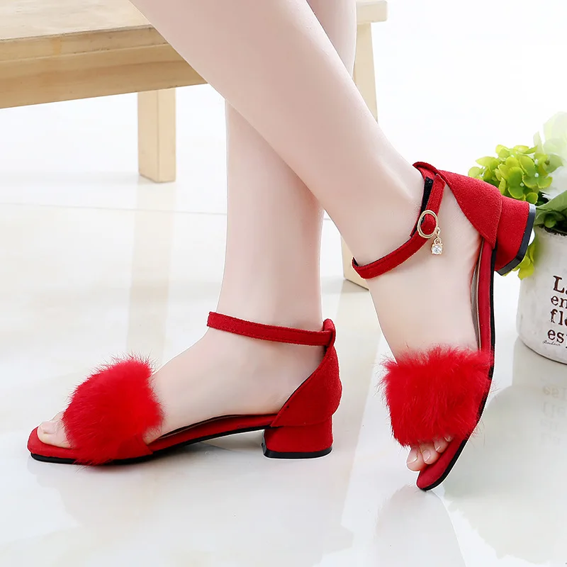 

Furry High Heel Girl Princess Sandals Fashion Party 2019 Children Girls Black Kids Summer Beach Shoes 4 5 6 7 8 9 10 11 12 Year